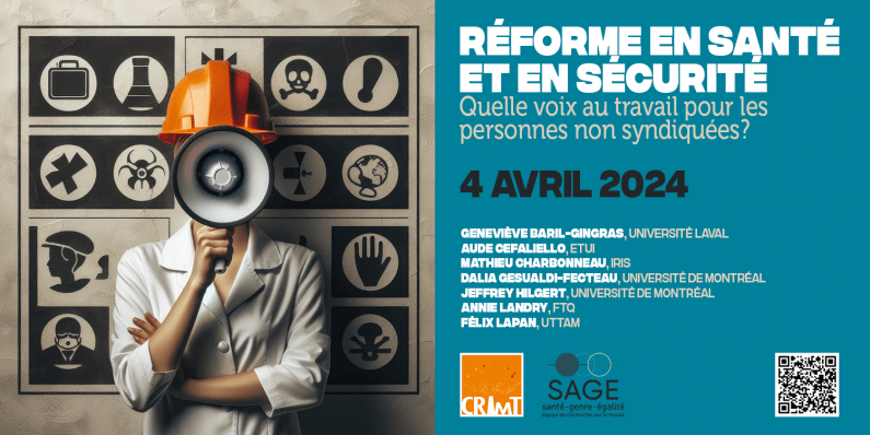Webinaire sur la réforme en santé et en sécurité : Quelle voix au travail pour les personnes non syndiquées? – 4 avril 2024 à 12h (Heure de Montréal)