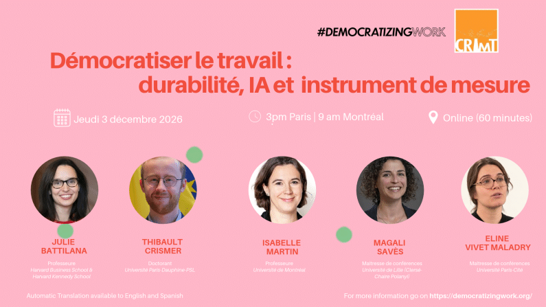 Webinaire | Démocratiser le travail : durabilité, intelligence artificielle et nouveaux instruments de mesure